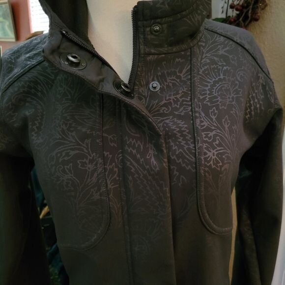 Lucy Athletic Jacket Coat Gray Floral Print Hood Hooded Size XS Lightweight - Picture 2 of 10